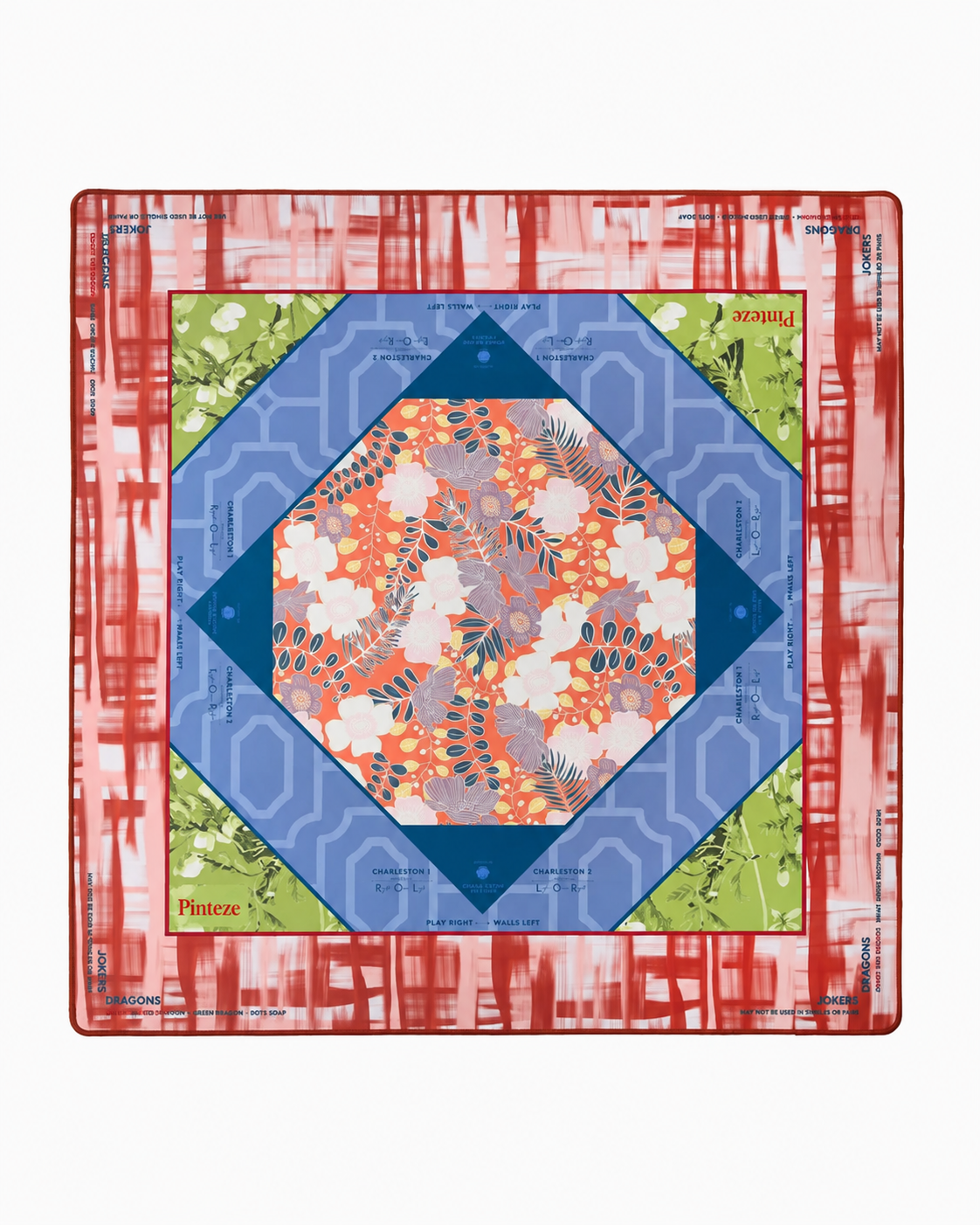 Sedona Mahjong Mat, Non-Slip Table Play Mat, Terracotta & Periwinkle Blue Desert Floral Cover for American Mahjong