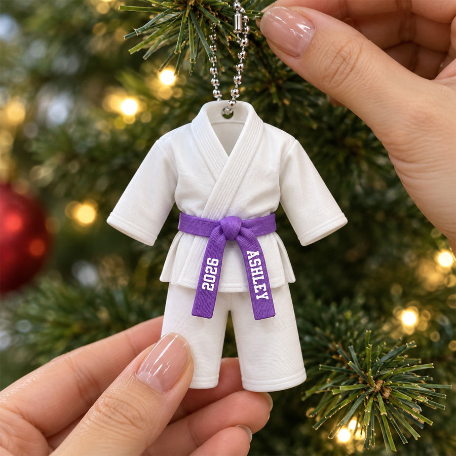 Personalized 3D Karate Uniform Ornament, Christmas Gift For Daughter, Son, Granddaughter, Grandson