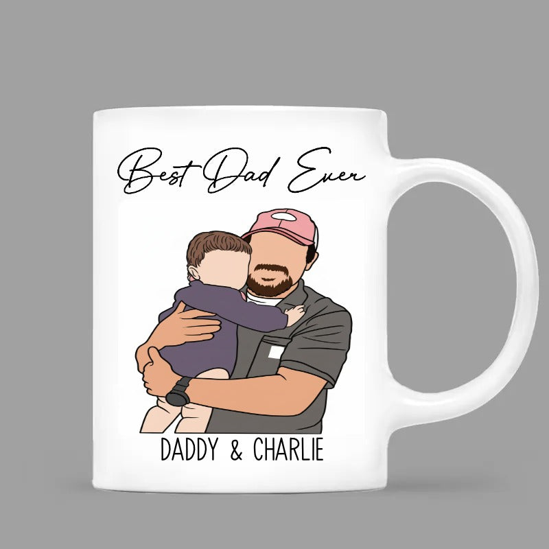 Faceless Portrait Style Best Dad Ever - Personalized Mug - Father's Day Gift For Dad, Husband