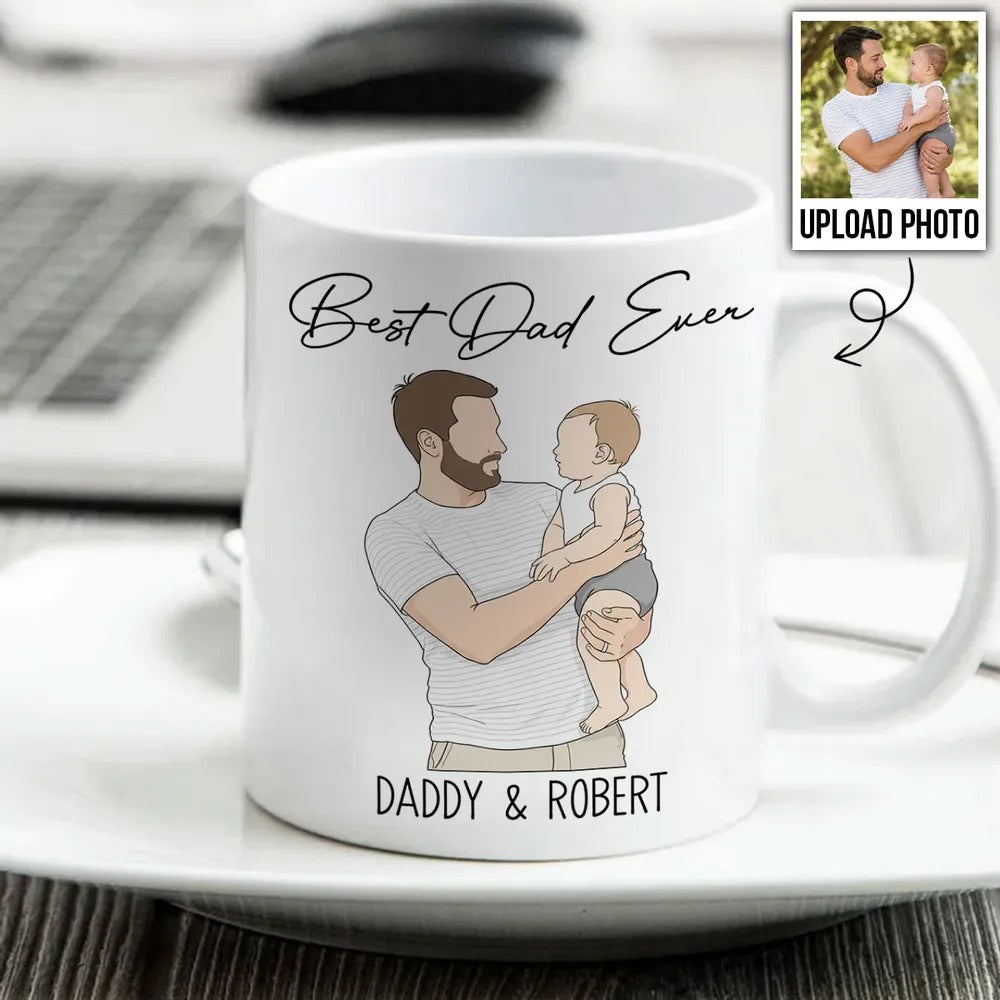 Faceless Portrait Style Best Dad Ever - Personalized Mug - Father's Day Gift For Dad, Husband