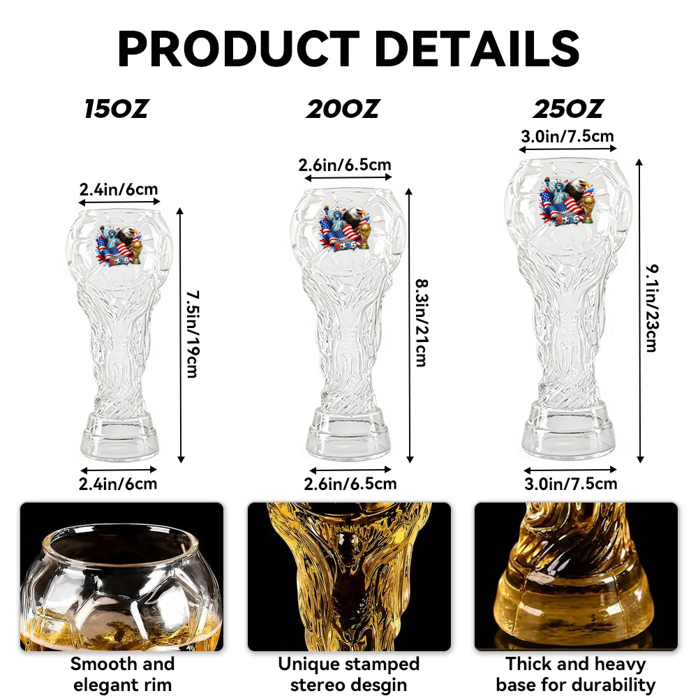 Custom USA World Football Beer Glass - Personalized Birthday Gifts For Football Lovers