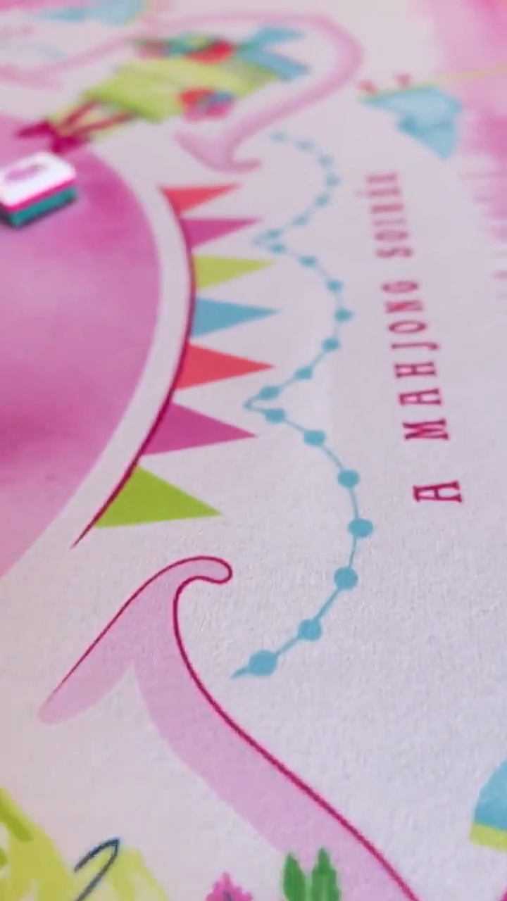 A Mahjong Soirée Mat, Pink Celebration Mahjong Mat, Birthday, Bridal Shower, Girls Night Mahjong Table Decor