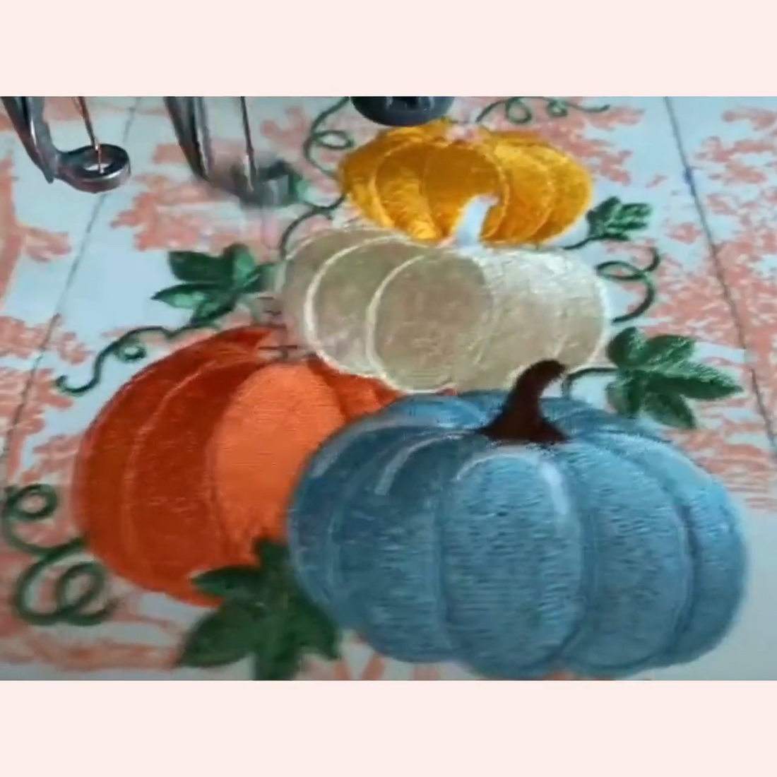 Embroidered Pumpkin Wreath Sash, Personalized Fall Monogram Decor, Orange Toile With Pumpkin Autumn Monogram Sash