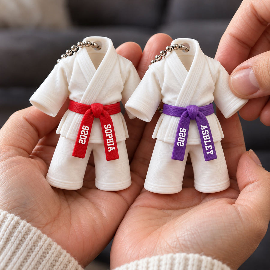Personalized 3D Karate Uniform Ornament, Christmas Gift For Daughter, Son, Granddaughter, Grandson