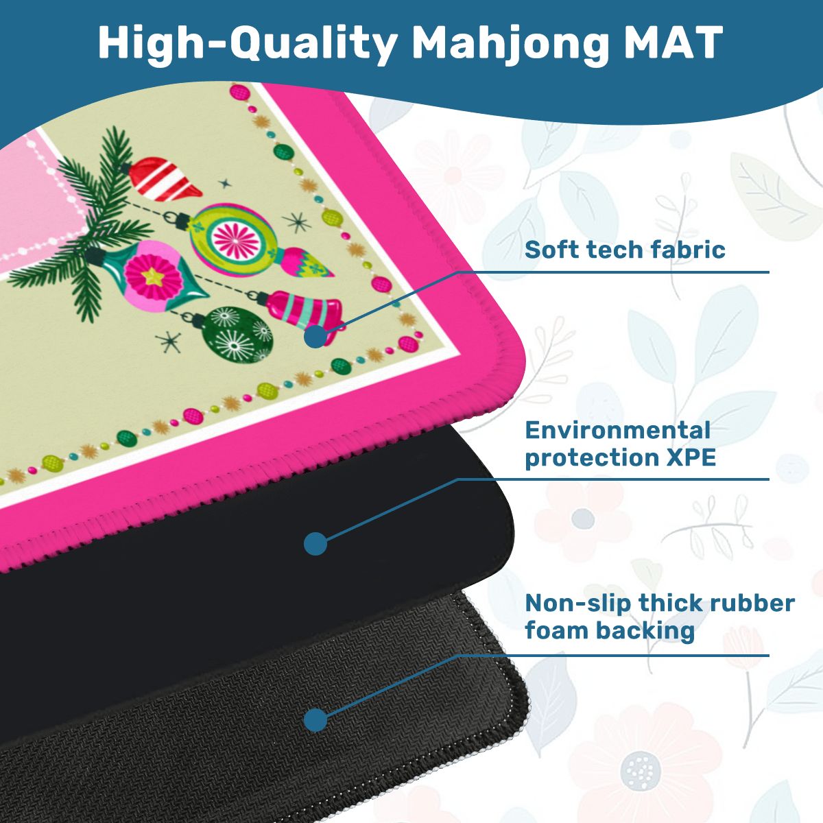 Very Merry Mahj Mahjong Mat, Pink Christmas Mahjong Decor, Retro Holiday Game Night, Festive Mahj Collection