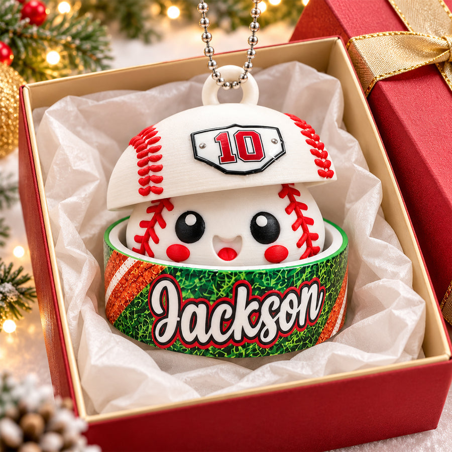 Custom Baseball Cute Dumpling, Personalized 3D Baseball Fidget Toy, Christmas Gift for Kids