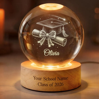 Class of 2026 Graduation Crystal Ball Night Light, Highschool College Graduation Gift
