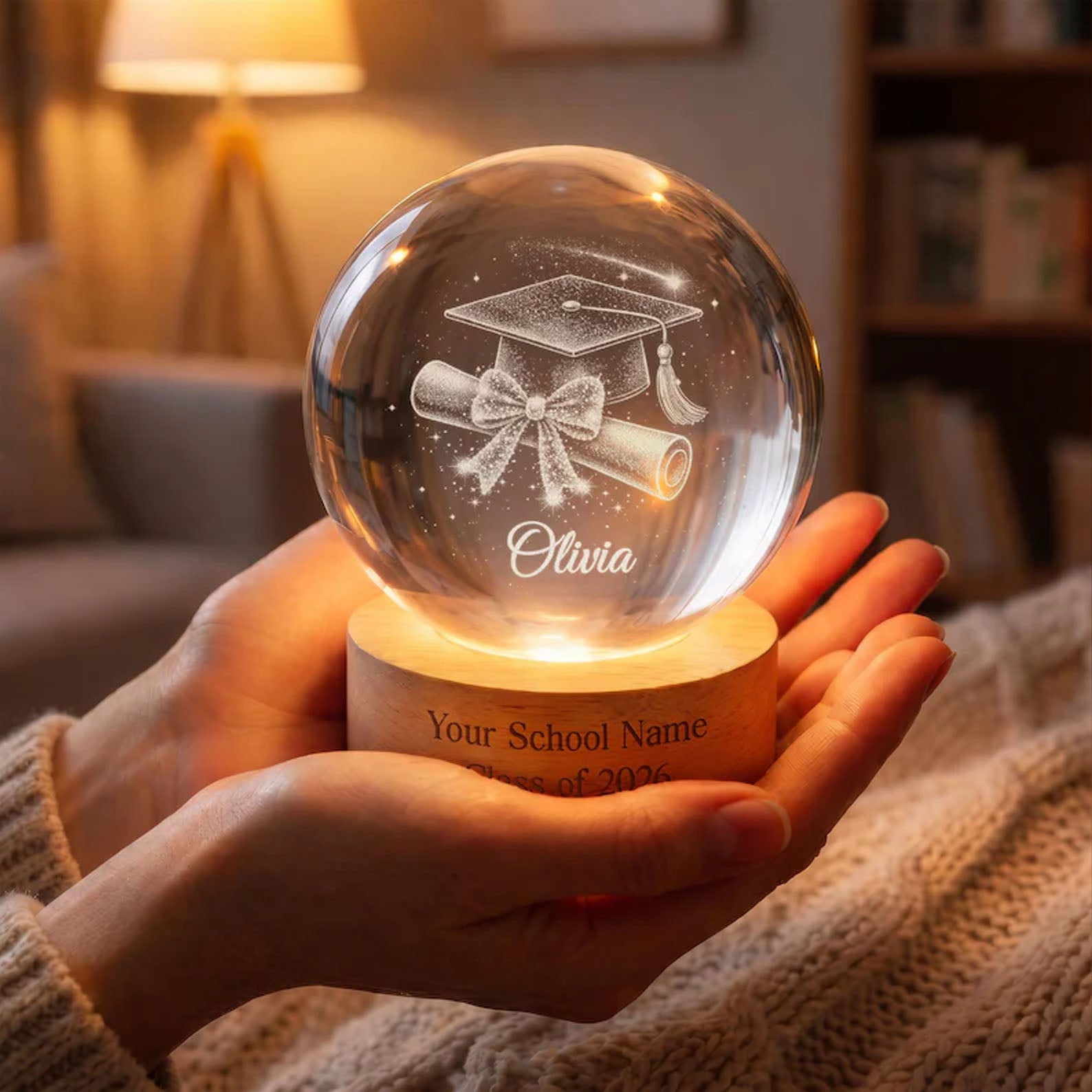 Class of 2026 Graduation Crystal Ball Night Light, Highschool College Graduation Gift