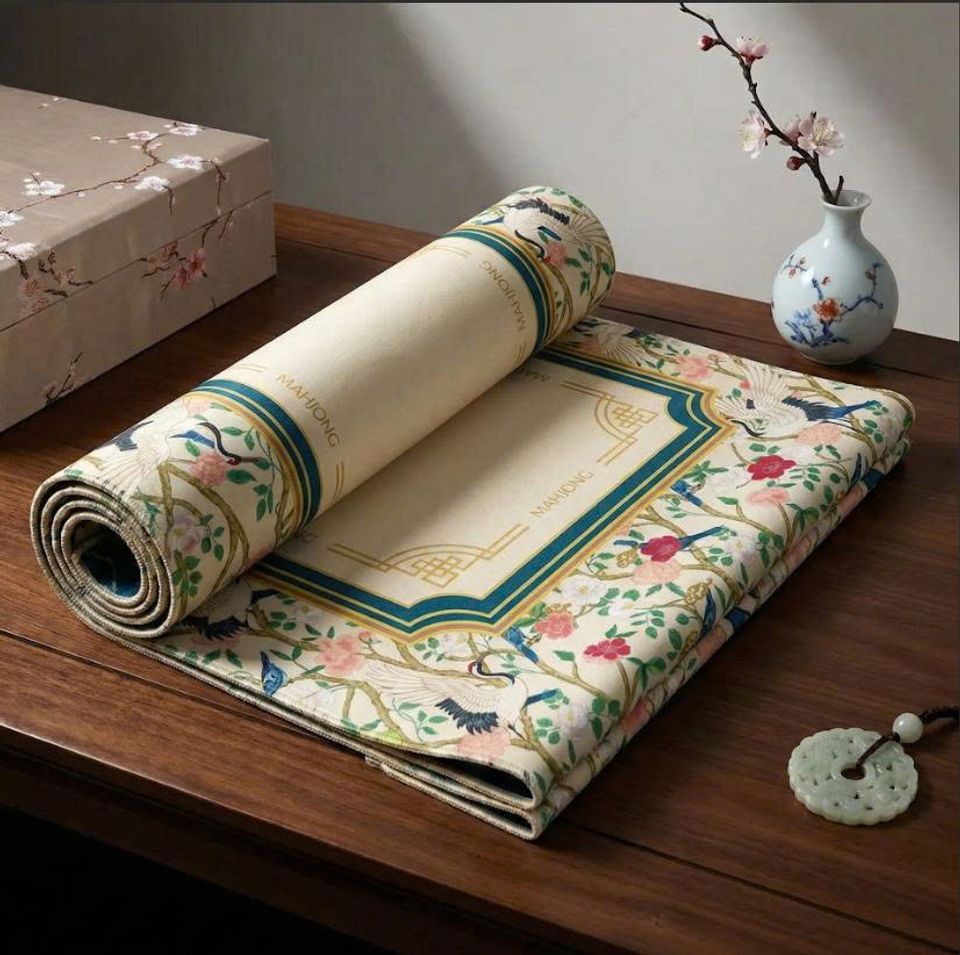Mahjong Mat Chinosserie Bird Mahjong, Plum & Crane Plum & Crane